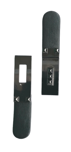 Siersluiting - zwart imitatieleer & gunmetal sluiting - 11,5 cm x 1,5 cm